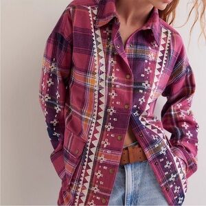 NEW Free People Nordic Chill Plaid Shirt Jacket Size Small